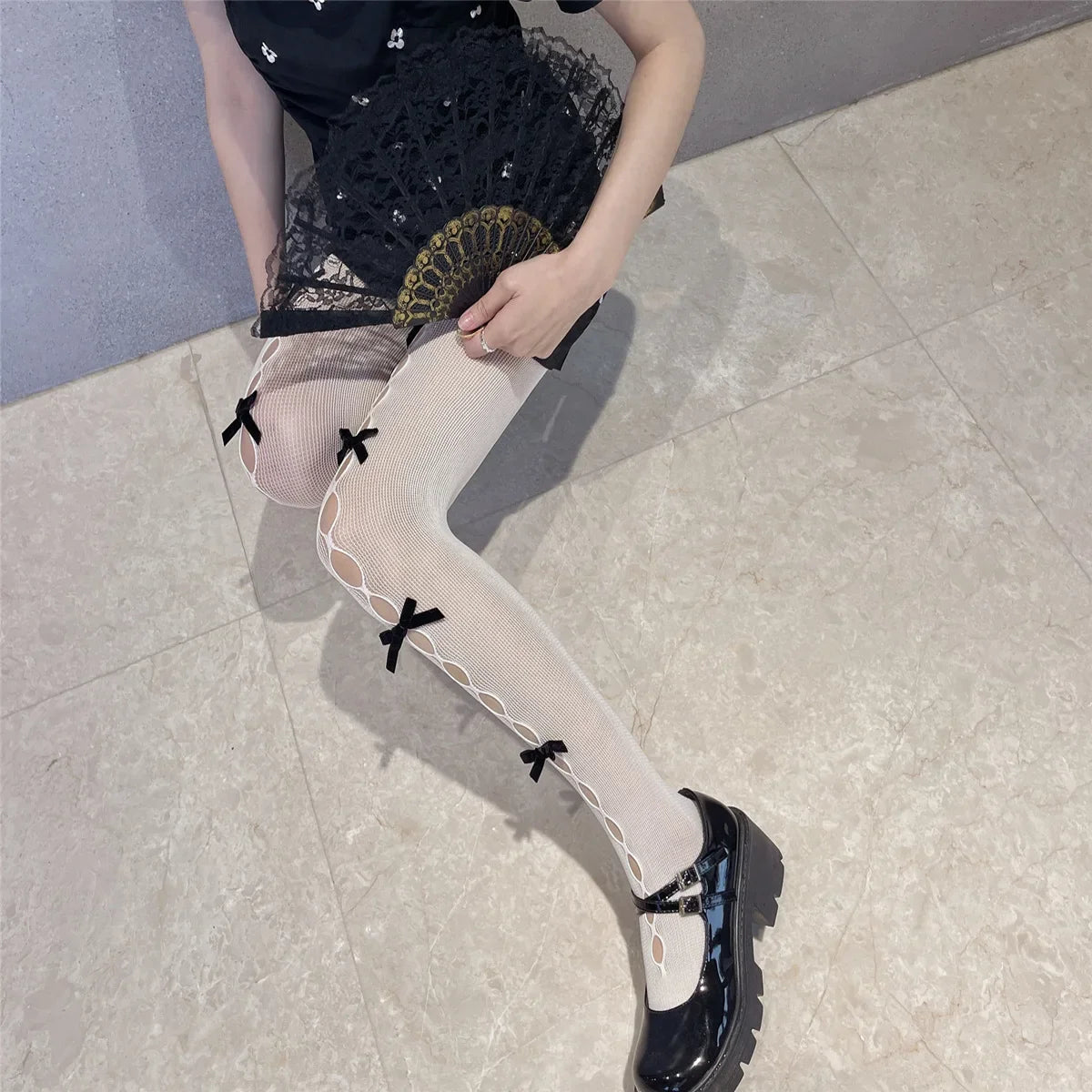 Hollow Out Bow Tights