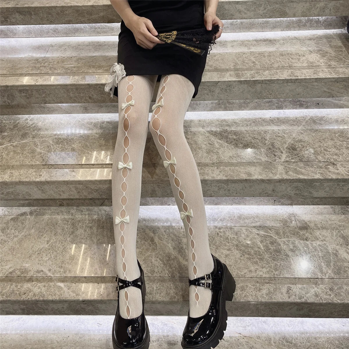 Hollow Out Bow Tights