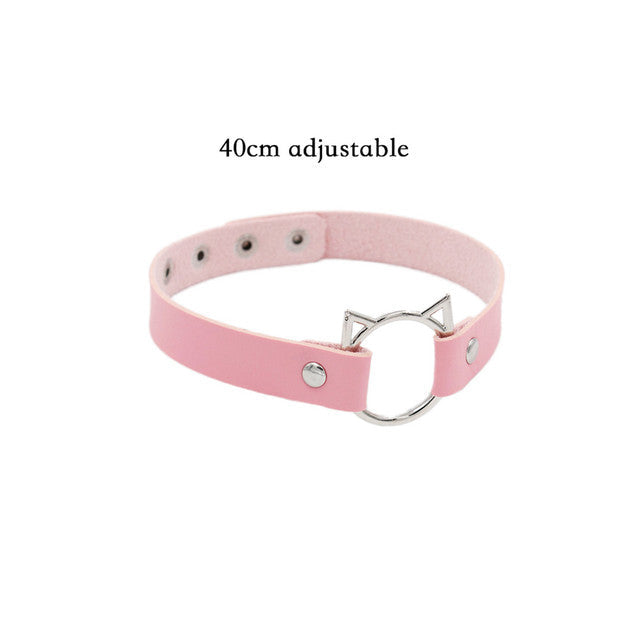 Pink Punk Leather Chokers