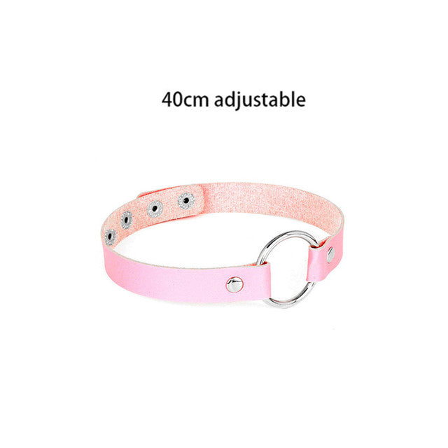 Pink Punk Leather Chokers