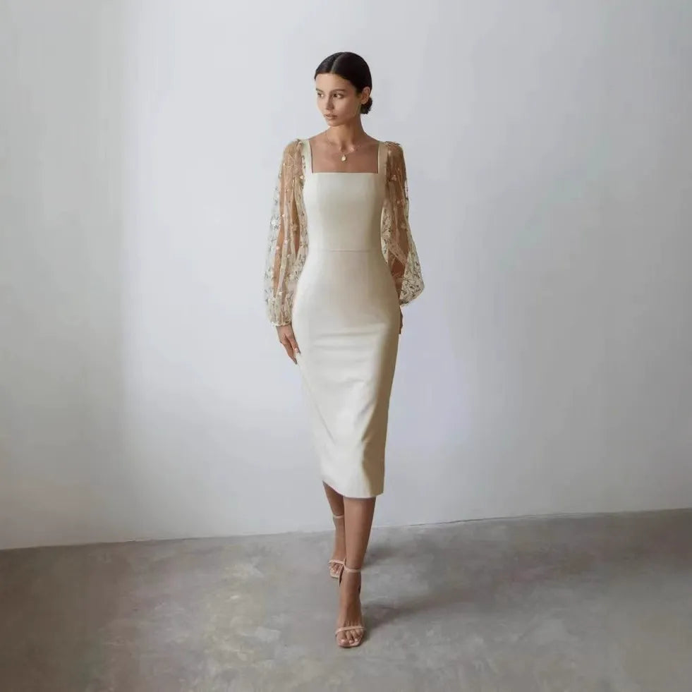 Simple Embroidered Patchwork Dress