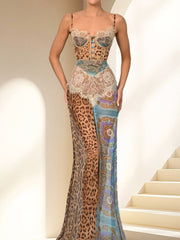 Peyton Crystal Embellished Leopard Maxi Dress