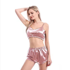 2PCS Women's Lace Trim Underwear Lingerie Straps Bralette and Panty Set