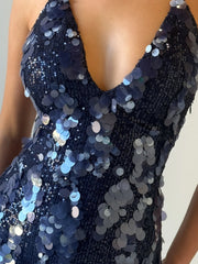 Deep V-Neck Sequined Dress
