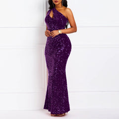 Fish-Tail Sequined Evening Gown
