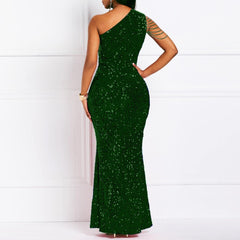 Fish-Tail Sequined Evening Gown