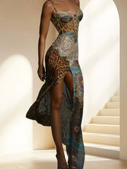 Peyton Crystal Embellished Leopard Maxi Dress