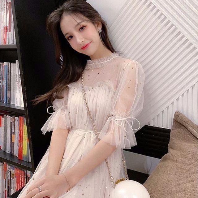 Long Sleeve Fairy Sparkle Mesh Dress