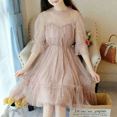 Long Sleeve Fairy Sparkle Mesh Dress