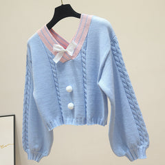 Kawaii Pullover Cropped Knitted Sweater