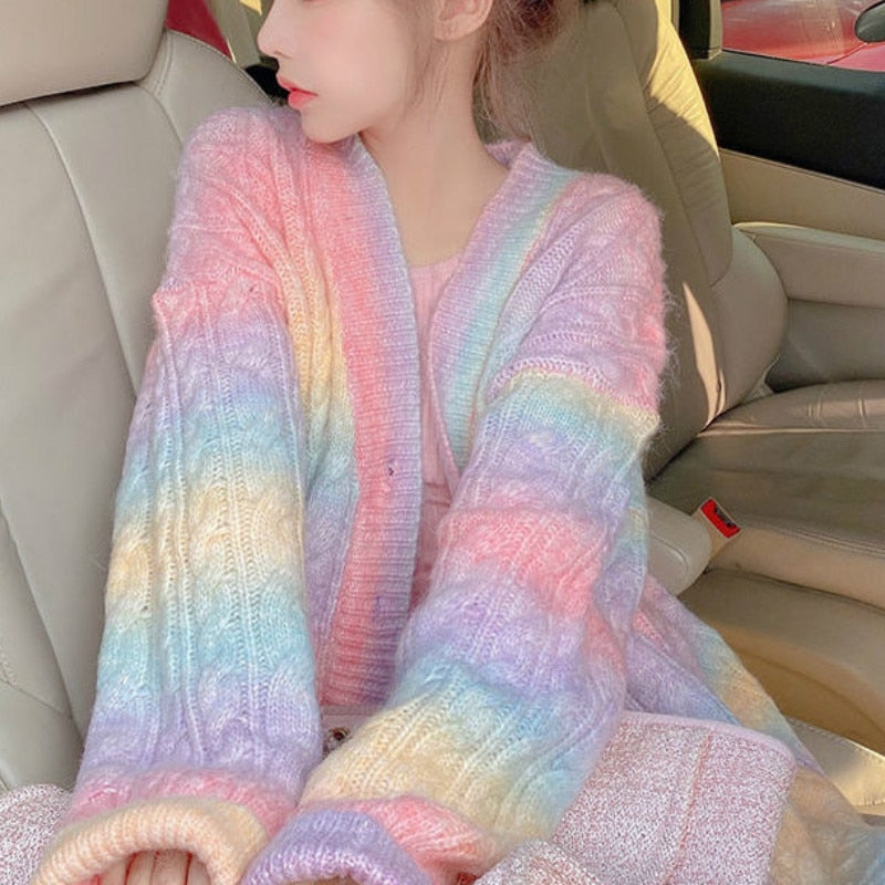 Rainbow Knitted Cardigan