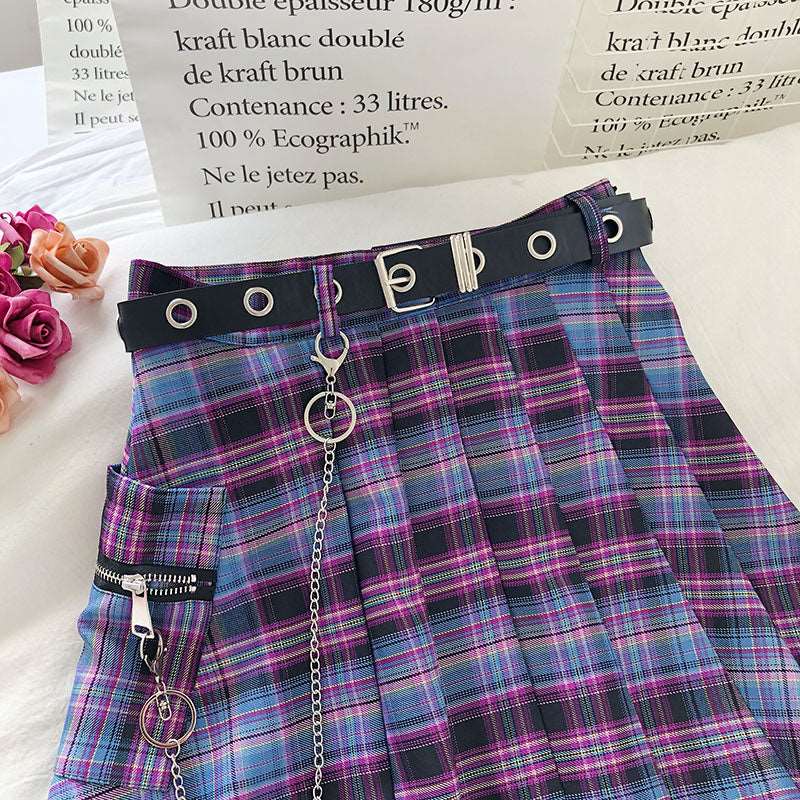 Chained Plaid Punk Skirt