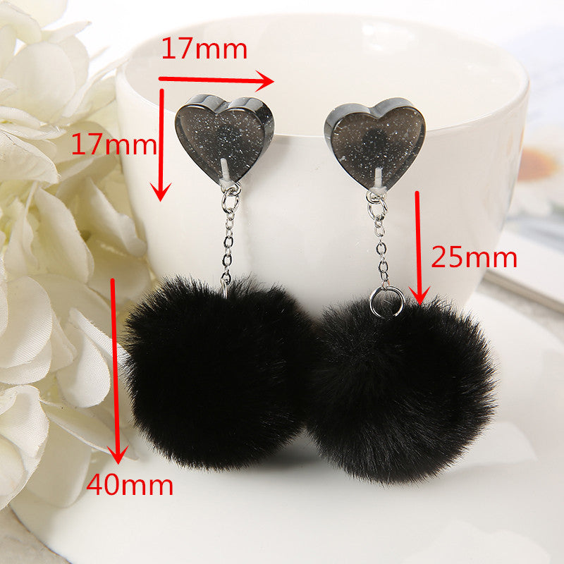 Heart Pompom Earrings