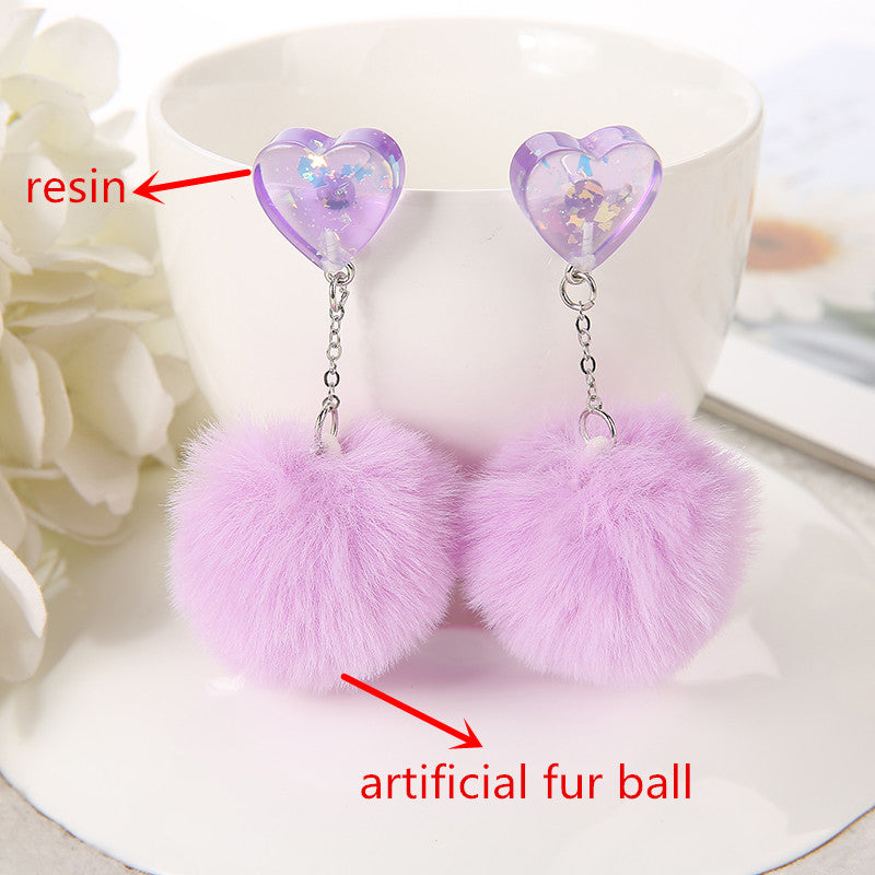 Heart Pompom Earrings