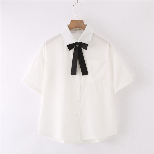 Button-Up Shirt with Bow