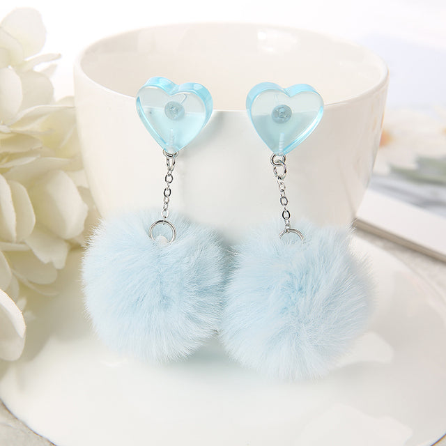 Heart Pompom Earrings