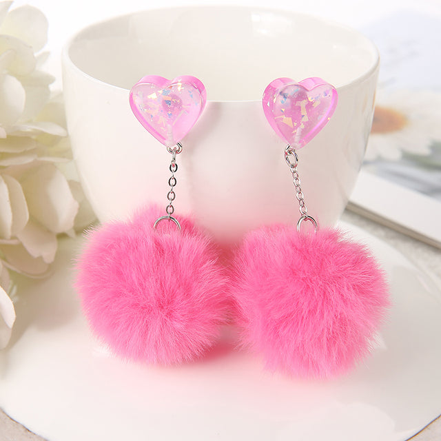 Heart Pompom Earrings