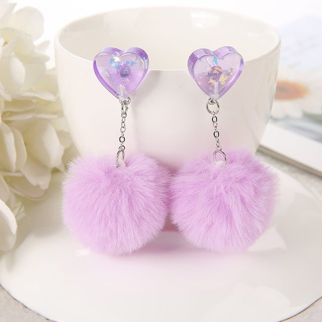 Heart Pompom Earrings