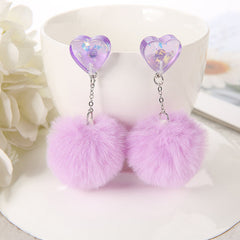 Heart Pompom Earrings