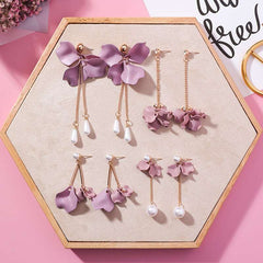 Dangle Flower Pearl Earrings