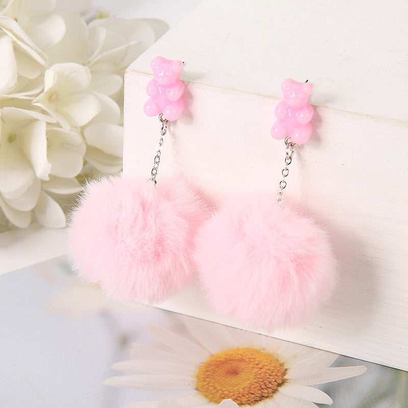 Bear Pompom Earrings