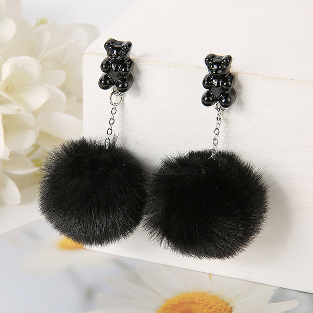 Bear Pompom Earrings