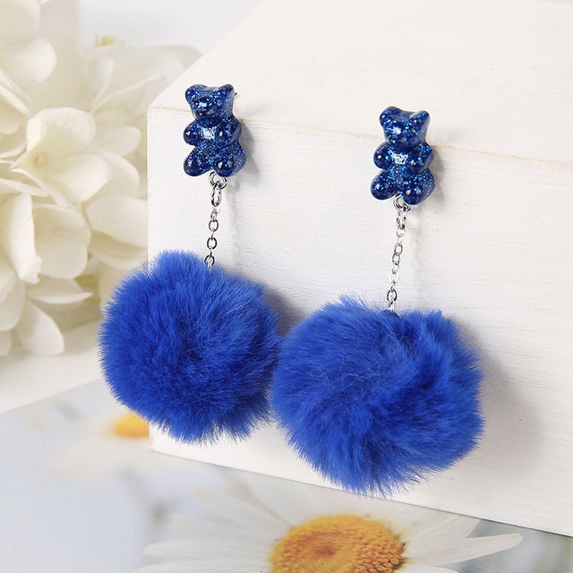 Bear Pompom Earrings