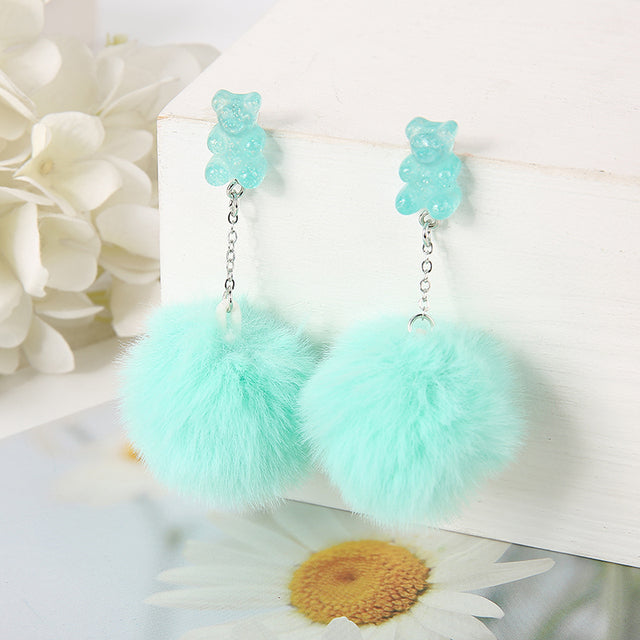 Bear Pompom Earrings