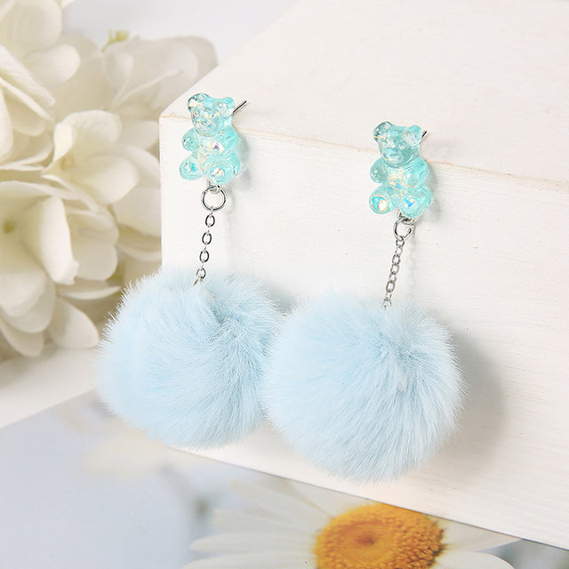 Bear Pompom Earrings