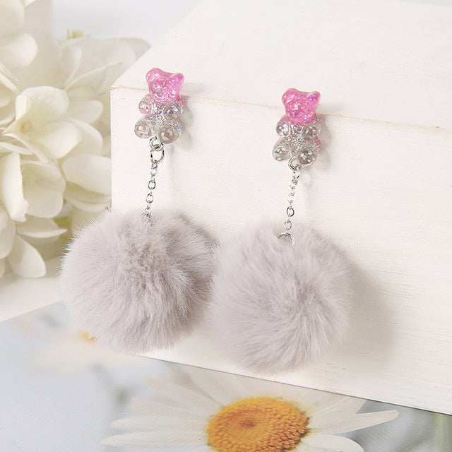 Bear Pompom Earrings