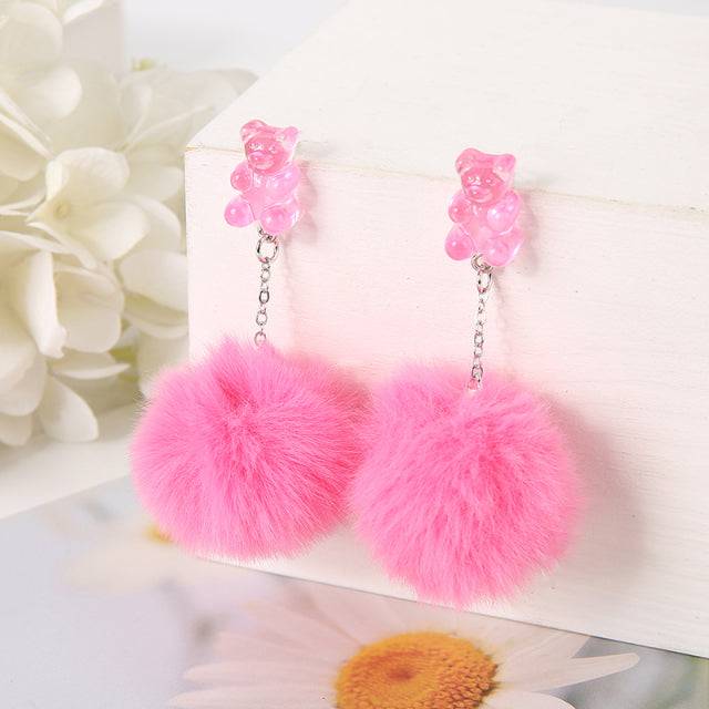 Bear Pompom Earrings