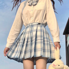 Pleated Plaid School Style Skirt