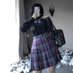 Pleated Plaid School Style Skirt