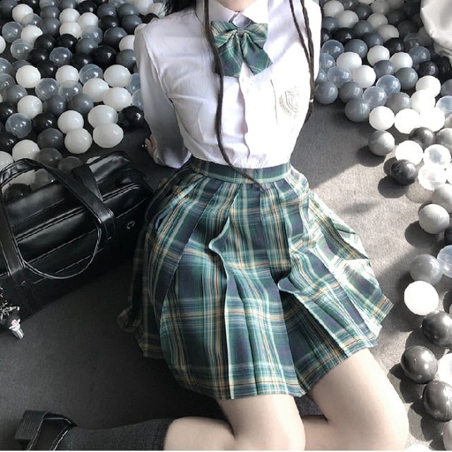 Pleated Plaid School Style Skirt