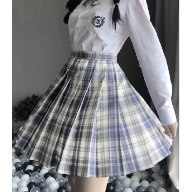 Pleated Plaid School Style Skirt