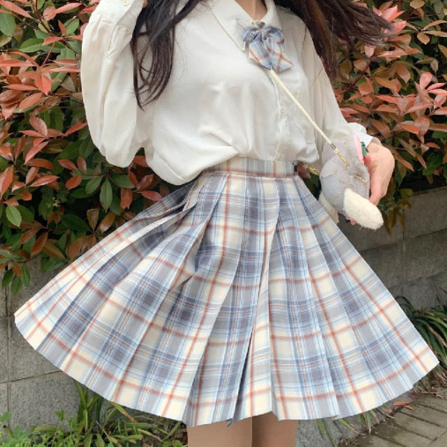 Pleated Plaid School Style Skirt