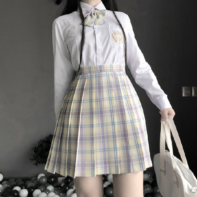 Pleated Plaid School Style Skirt