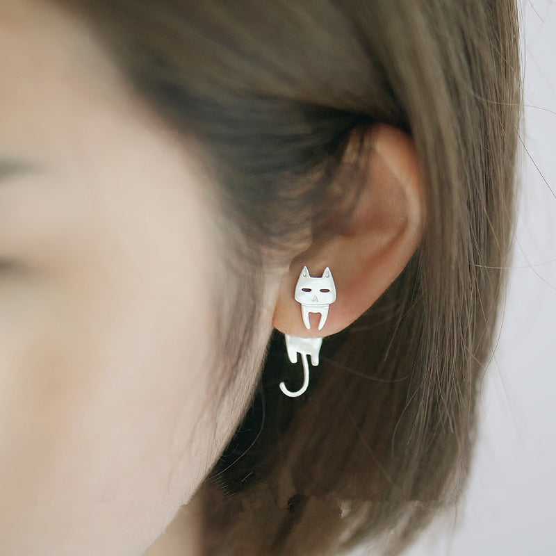 Cat and Fish Stud Earrings