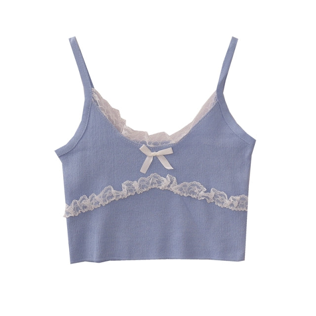 Lace Trim Cami Crop Top