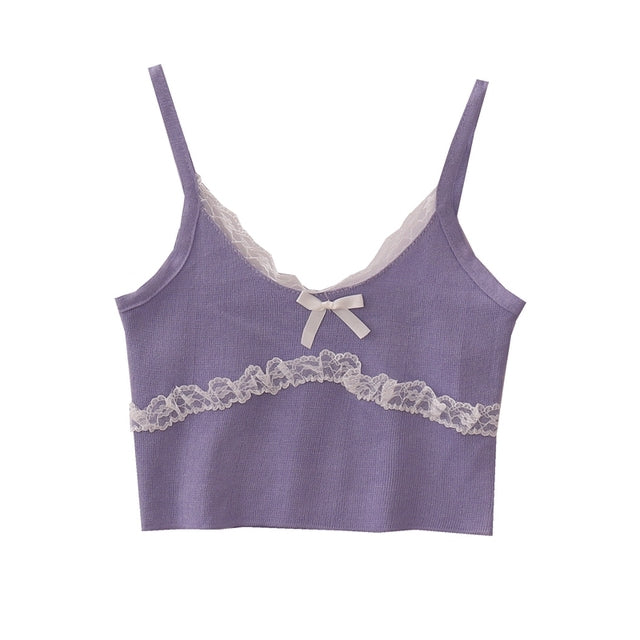 Lace Trim Cami Crop Top