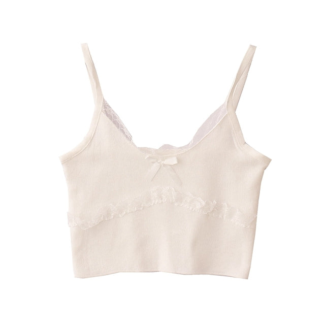 Lace Trim Cami Crop Top