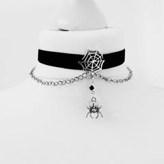 Black Velvet Spider Web Choker