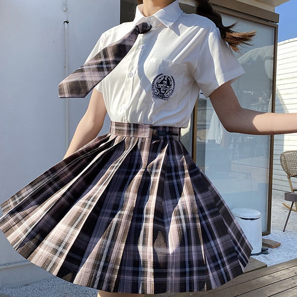 Pleated Plaid School Style Skirt