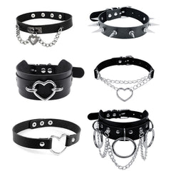 Black Punk Leather Chokers