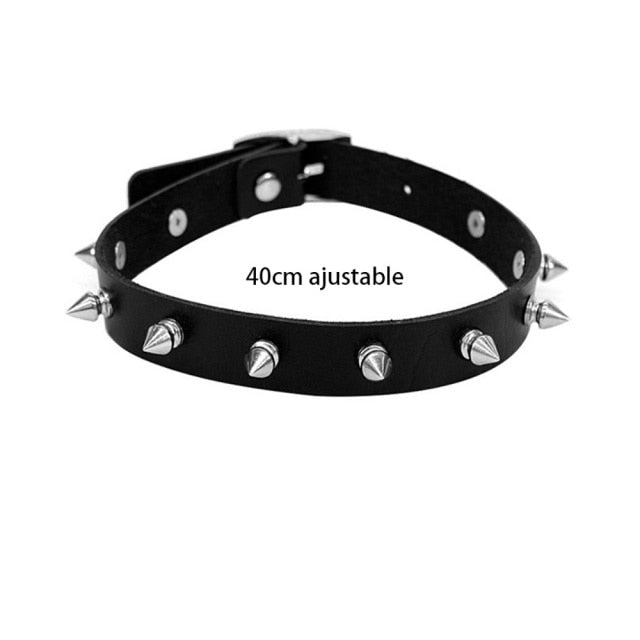 Black Punk Leather Chokers