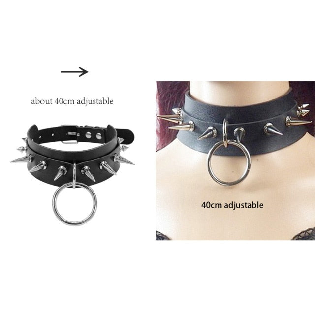 Black Punk Leather Chokers