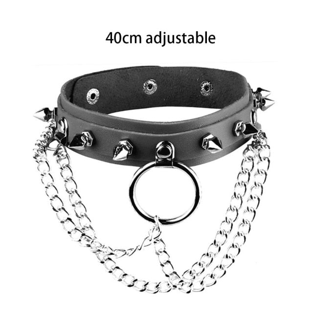 Black Punk Leather Chokers