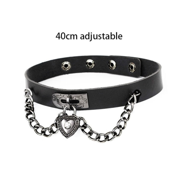 Black Punk Leather Chokers