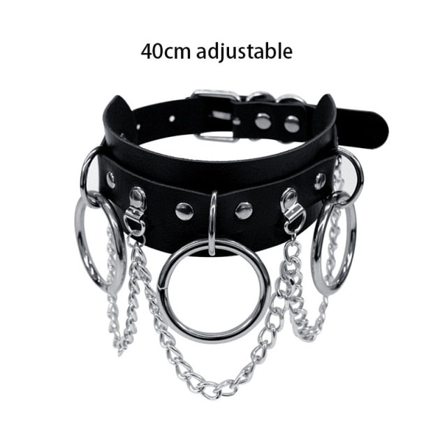 Black Punk Leather Chokers