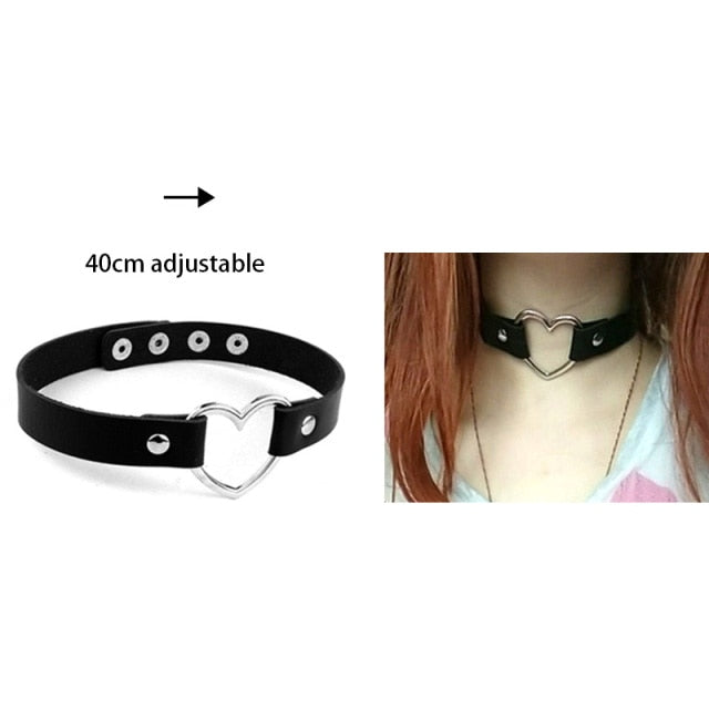 Black Punk Leather Chokers